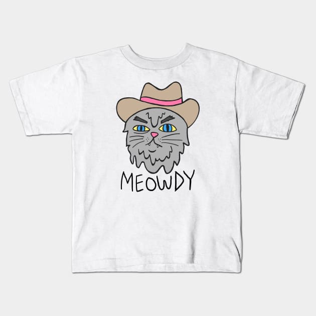 Meowdy Cat Kids T-Shirt by chawlie